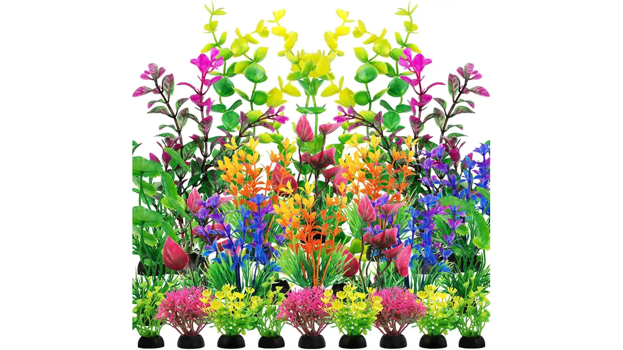 QUOZUO 25pcs Artificial Plant, Fish Tank Decorations Plants