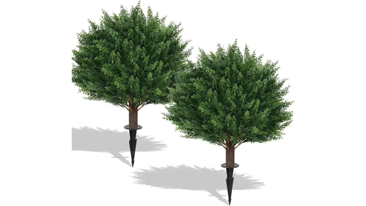 2Pack Artificial Cedar Topiary Ball Trees, 16'' - Honest 6 featured 926