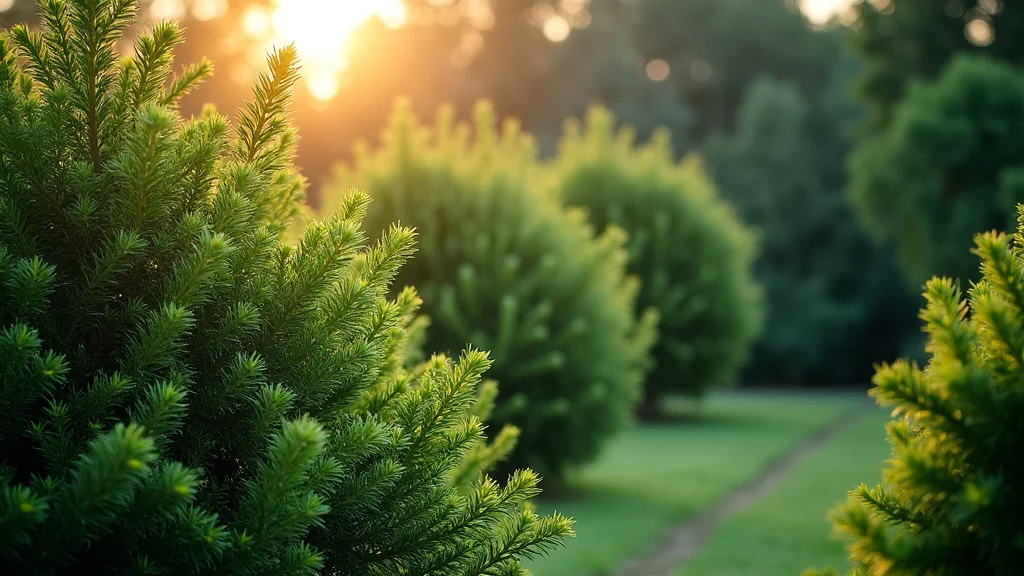 The image shows a lush, dense hedge of fast growing evergreen privacy plants in a Florida landscape.
