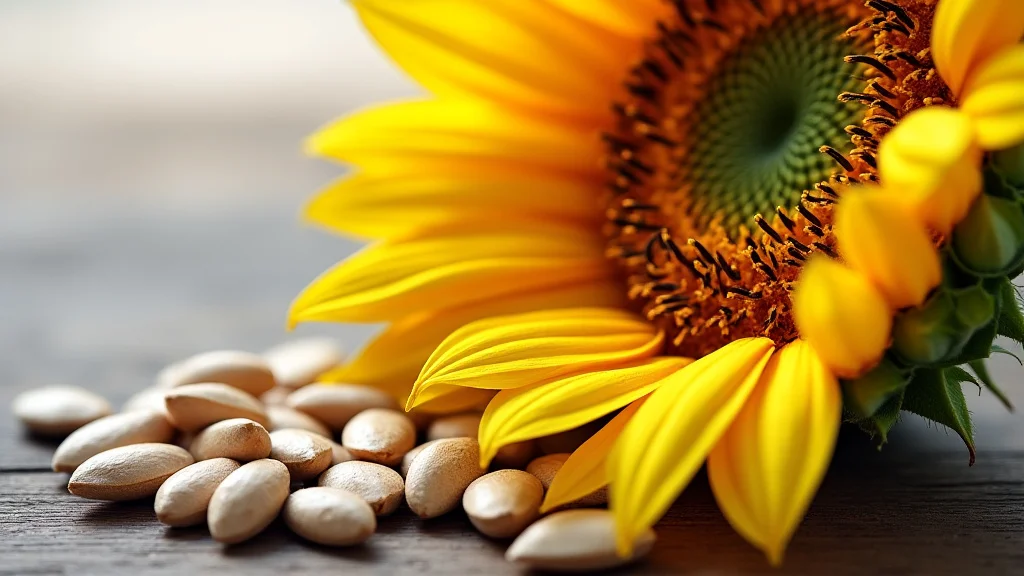 The image shows hands holding roasted sunflower seeds ready to be eaten with a glass of water.