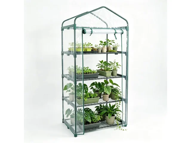 KOL 27x19x63 in PVC Cover 4-Tier Mini Greenhouse, Indoor