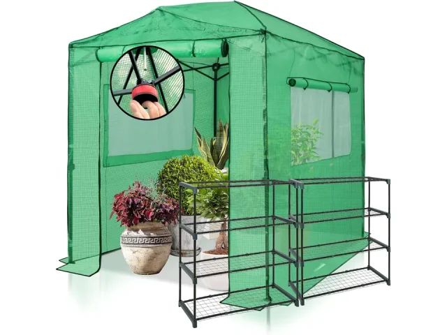 EAGLE PEAK 8’x6′ Portable Greenhouse Two Shelves – Honest