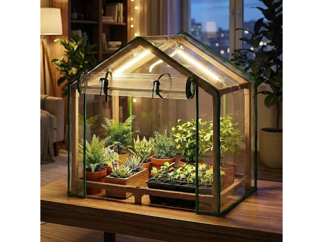 Bamworld Mini Greenhouse Indoor Desktop Grow Lights Small