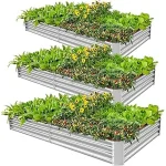 The image shows a stylish raised garden bed kit in a backyard, ideal for the Top 5 Best Raised Garden Bed Kits.