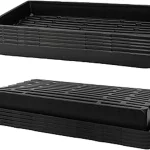 The image shows a collection of durable, deep seed starting trays, perfect for heavy-duty gardening.