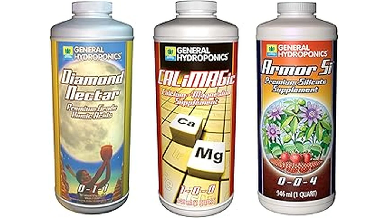 The image shows various bags of dry hydroponic nutrients, highlighting top choices.