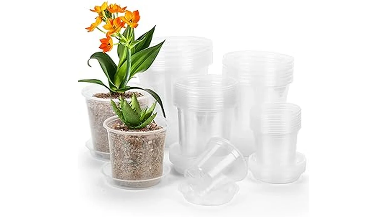 The image shows various sized pots suitable for hydroponic growing systems.