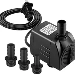 The image shows a submersible pump for hydroponic systems, part of a top 5 list.