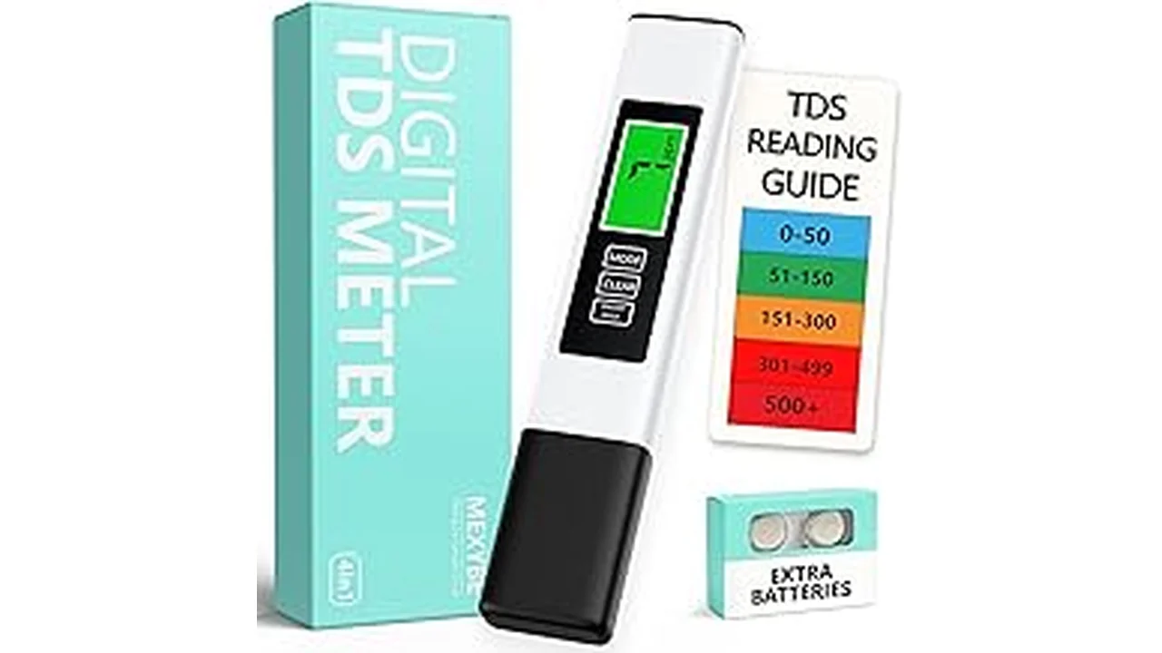 The image shows a hand holding a digital TDS meter, illustrating the top 5 best TDS meters for hydroponics.