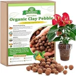 The image shows a close-up of a hydroponic grow bed filled with assorted clay pebbles for growing plants.