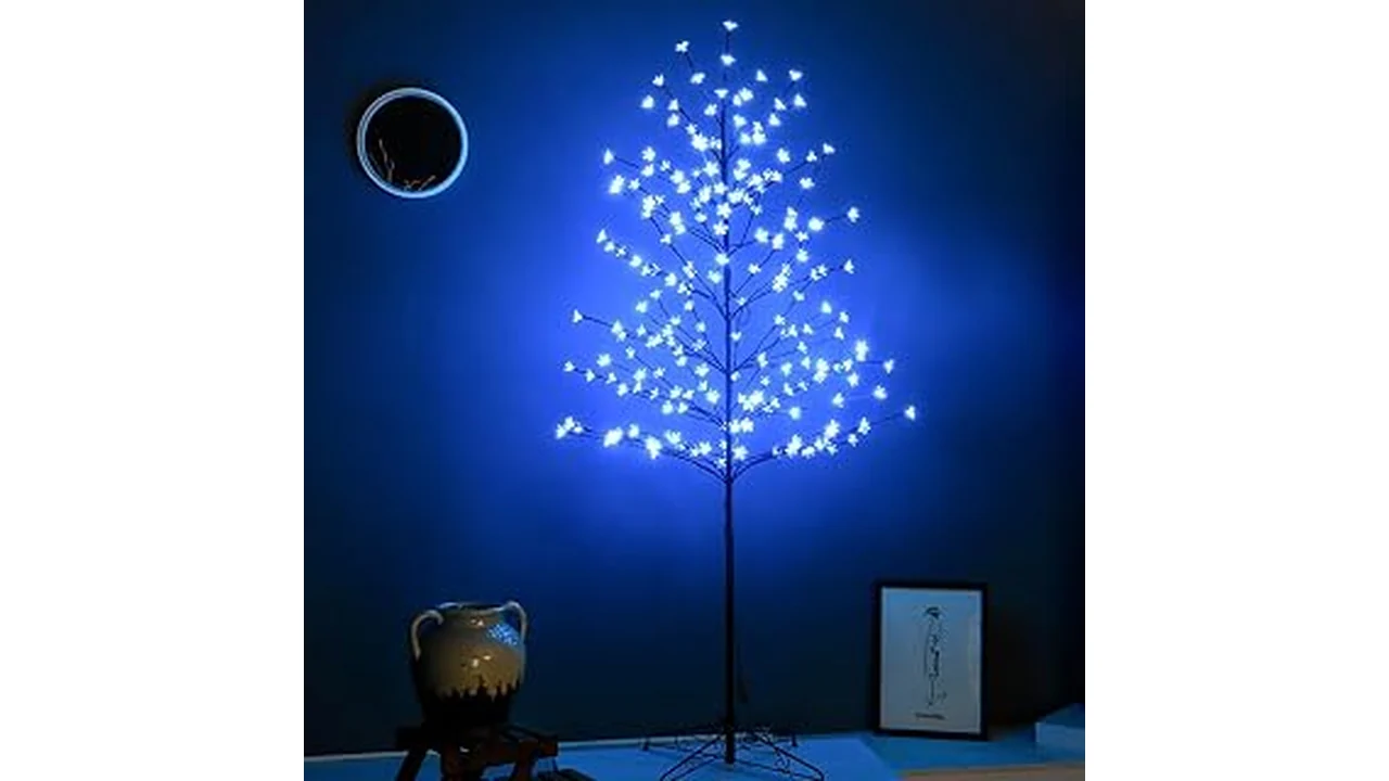 The image shows a realistic artificial bonsai tree with twinkling lights, representing a top pick from the Most Popular 100 Best Artificial Bonsai Trees.