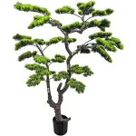 The image shows a selection of lifelike artificial bonsai trees, perfect for your home decor.