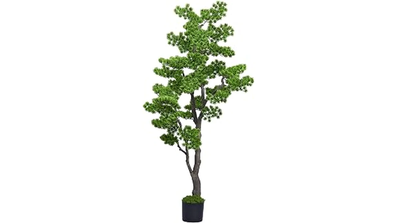 The image shows a variety of lifelike artificial bonsai trees, some of the most popular choices.