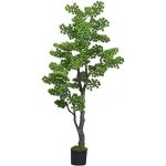 The image shows a collection of six beautiful artificial bonsai trees, perfect for home decor.
